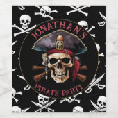 Pirate thema Party Volwassen schip Kapitein Skull  Wijn Etiket (Enkel label)