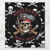 Pirate thema Party Volwassen Schip Kapitein Skull  Wijn Etiket (Enkel label)