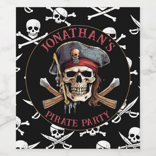 Pirate thema Party Volwassen Schip Kapitein Skull  Wijn Etiket (Enkel label)