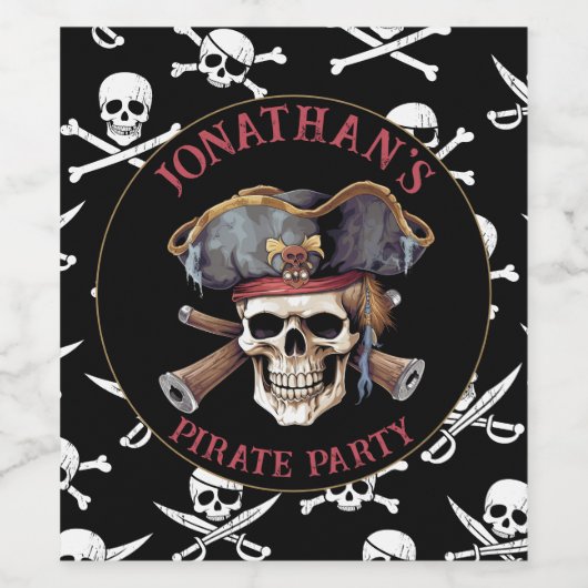 Pirate thema Party Volwassen schip Kapitein Skull  Wijn Etiket (Enkel label)