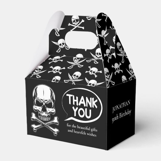 Pirate thema Party Volwassen Schip Schedel Zwart Bedankdoosjes (Voorkant Zijde)