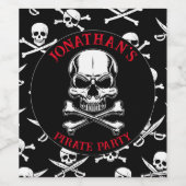 Pirate thema Party Volwassen Schip Schedel Zwart Wijn Etiket (Enkel label)