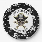 Pirate thema Party Volwassen Skull.Cross Botten Papieren Bordje (Voorkant)