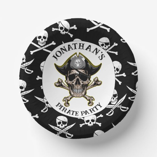 Pirate thema Party Volwassen Skull.Cross Botten Papieren Kommen (Voorkant)