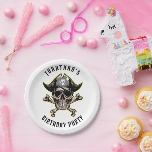 Pirate thema party volwassen VERJAARDAG WIT Papieren Bordje (Feest)