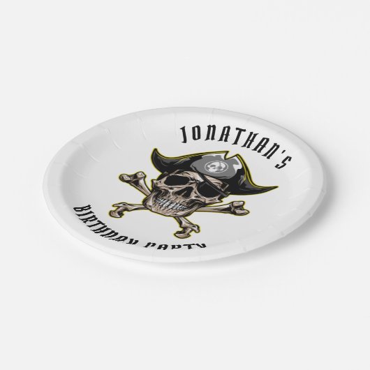 Pirate thema party volwassen VERJAARDAG WIT Papieren Bordje (Gekanteld)