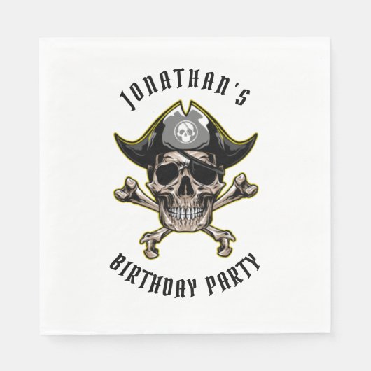 Pirate thema party volwassen VERJAARDAG WIT Servet (Voorkant)