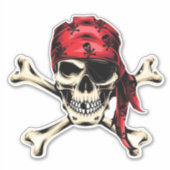 Pirate thema Party Volwassen Zoute Pirate Skull Sticker (Voorkant)