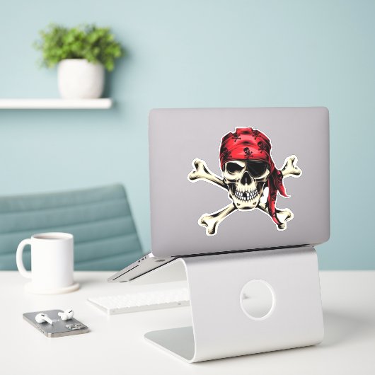 Pirate thema Party Volwassen Zoute Pirate Skull Sticker (Laptop op bureau)