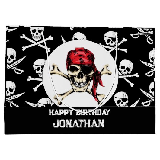 Pirate thema Party Volwassen Zoute Piraten Schedel Groot Cadeauzakje (Achterkant)