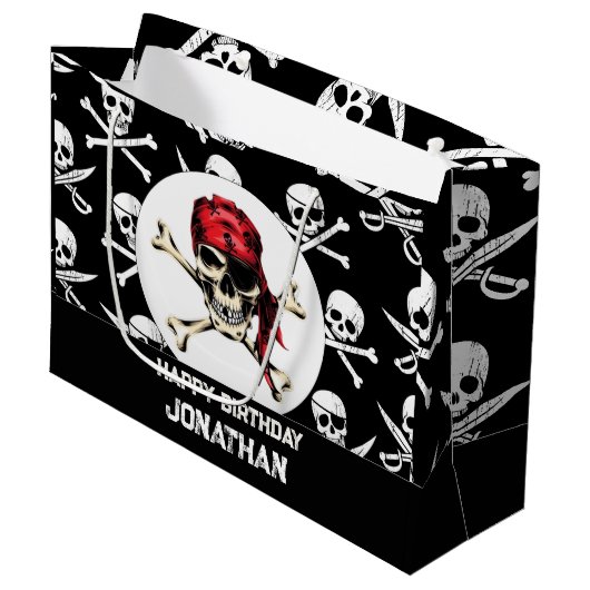 Pirate thema Party Volwassen Zoute Piraten Schedel Groot Cadeauzakje (Voorkant Gekanteld)