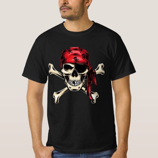 Pirate thema Party Volwassen Zoute Piraten Schedel T-shirt (Voorkant)