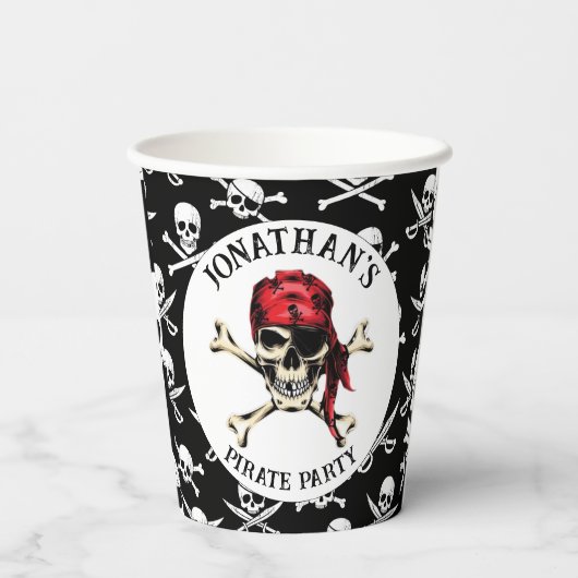 Pirate thema Party Volwassen zoute schedel Papieren Bekers (Achterkant)