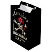 Pirate thema Party Volwassen Zoute Schedel Zwart Medium Cadeauzakje (Voorkant Gekanteld)