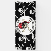 Pirate thema Party Volwassen Zoute Schedel Zwart. Spandoek (Verticaal)