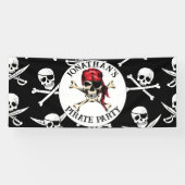 Pirate thema Party Volwassen Zoute Schedel Zwart. Spandoek (Horizontaal)