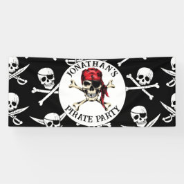 Pirate thema Party Volwassen Zoute Schedel Zwart. Spandoek