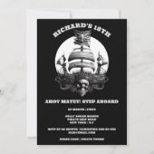 Pirate thema party zwarte witte schedel schip vlag kaart (Voorkant)