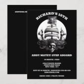 Pirate thema party zwarte witte schedel schip vlag kaart (Voorkant / Achterkant)