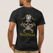 Pirate thema SKULL Crossbones Scallywag T-Shirt (Achterkant)