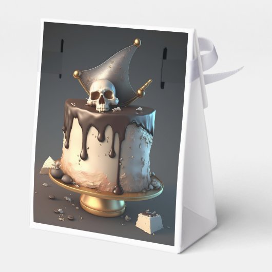 Pirate thema taart verjaardag bedankdoosjes (Achterkant)