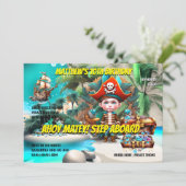 Pirate thema verjaardag jongen swashbuckling arrr kaart (Staand voorkant)
