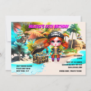 Pirate thema verjaardag   Meisje kapitein schat Kaart