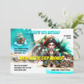 Pirate thema verjaardag meisje kapitein schatkist kaart (Staand voorkant)