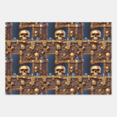 Pirate thema verjaardag schedel 3D skelet borst Inpakpapier Vel (Voorkant)