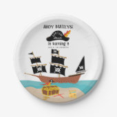 Pirate Thema Verjaardagsfeest Papieren Bordje (Voorkant)