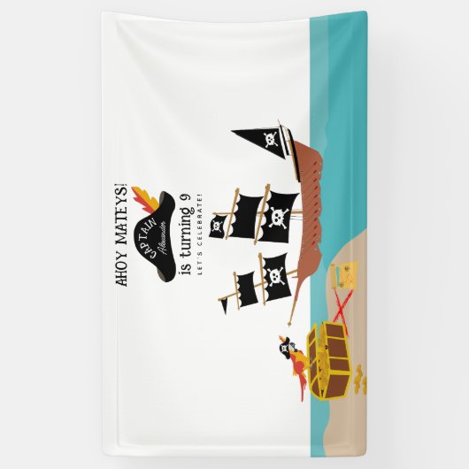 Pirate Thema Verjaardagsfeest Spandoek (Verticaal)