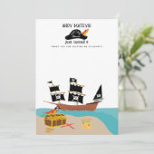 Pirate Thema Verjaardagsfeestje Dank u Bedankkaart (Staand voorkant)