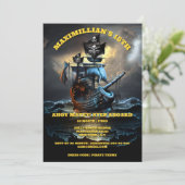 Pirate thema verjaardagsfeestje jolly roger spooks kaart (Staand voorkant)