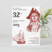 Pirate-thema verjaardagsfeestuitnodiging kaart (Staand voorkant)