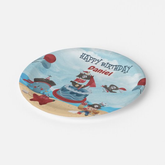 Pirate thema Verjaardagspapier Borden Papieren Bordje (Gekanteld)