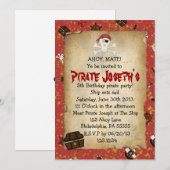 Pirate Theme Birthday Invitation Kaart (Voorkant / Achterkant)