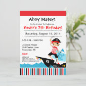 Pirate Theme Birthday Party Invitation Kaart (Staand voorkant)