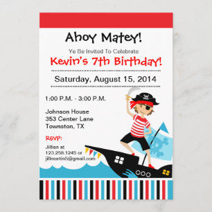 Pirate Theme Birthday Party Invitation Kaart