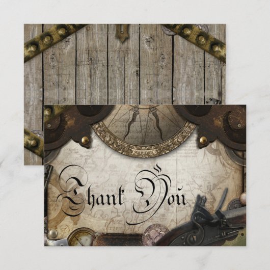 Pirate Theme Dank u kaart (Voorkant / Achterkant)