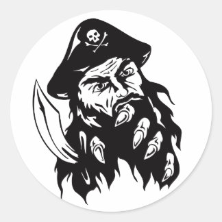 Pirate Theme Party Accessoires Bearded Pirate Ronde Sticker