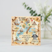 Pirate Theme Treasure Kaart Verjaardagsfeest (Staand voorkant)