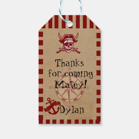 Pirate Theme Verjaardag Dank u Cadeau Label Cadeaulabel (Voorkant)
