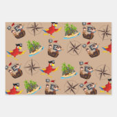 Pirate Theme Wrapping Paper Flat Sheet Set van 3 (Voorkant 3)