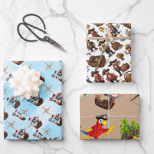 Pirate Theme Wrapping Paper Flat Sheet Set van 3