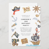 Pirate Themed Birthday Party Invitation Kaart (Voorkant / Achterkant)