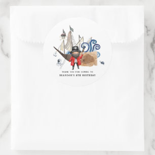 Pirate Thétaire Birthday Party - Hartelijk dank vo Ronde Sticker