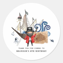 Pirate Thétaire Birthday Party - Hartelijk dank vo Ronde Sticker