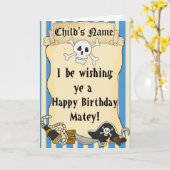 Pirate Thleate Child Happy Birthday Kaart 2 (Gele Bloem)