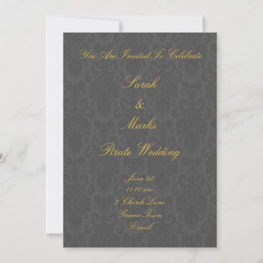 Pirate Thleed Wedding Invites Kaart (Achterkant)