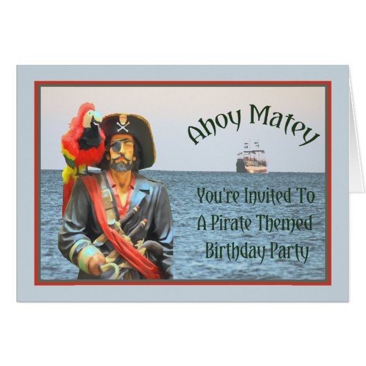 Pirate Thmed Birthday Party Invite for Son (Voorkant Horizontaal)